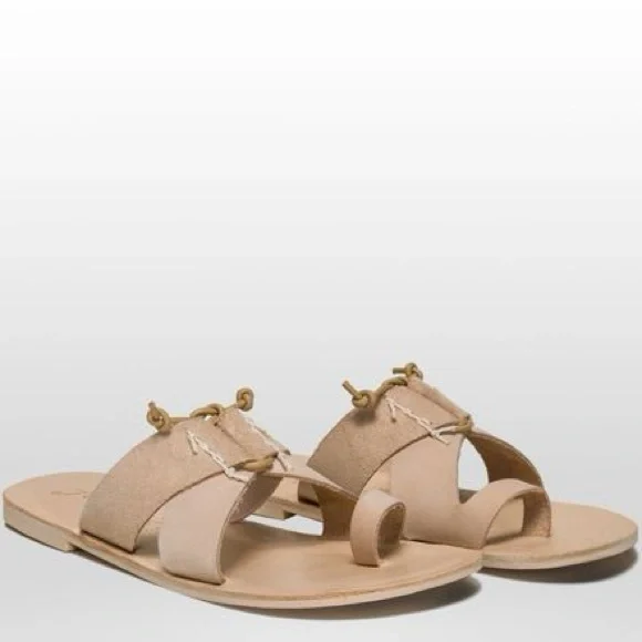 NWT Free People Sophie slip on Neutral Beige Leather Sandals 36/6 - Picture 1 of 6